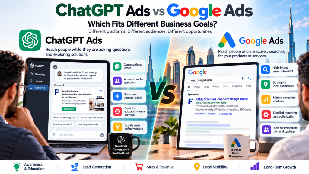 ChatGPT Ads vs Google Ads for UAE business marketing